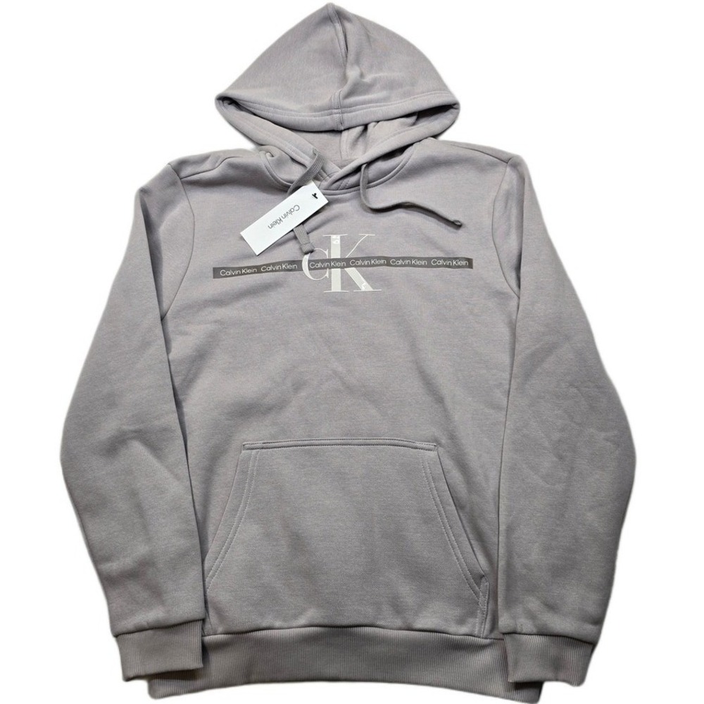 Calvin Klein‎ CK Logo Hoodie Sweatshirt Mens Small Ash Gray $80 NEW